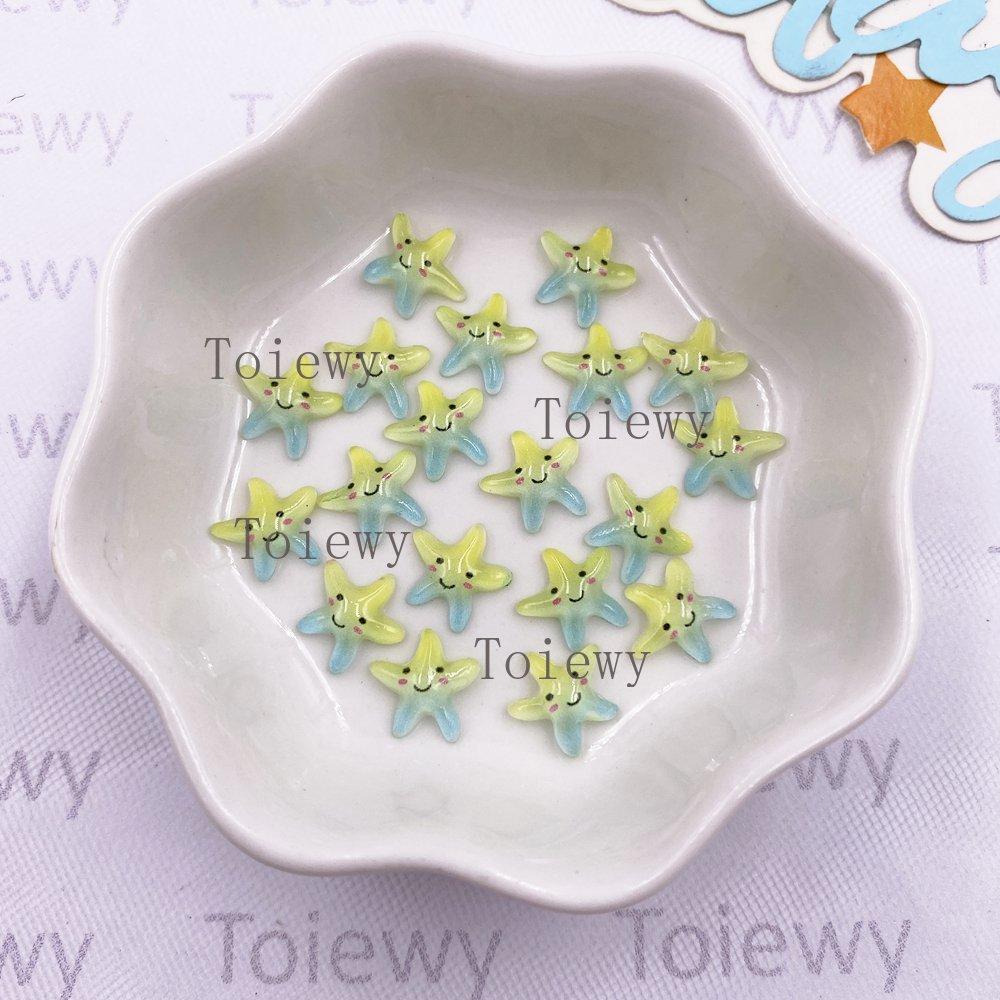 100pcs Resin Mini Colorful Kawaii Starfish Art Nail Flat back Star Rhinestone Accessories Scrapbook DIY Wedding Christmas Crafts