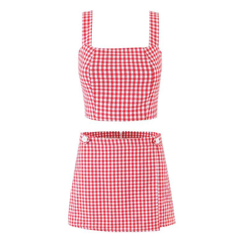 Sexy Style Pattern Square Collar Cropped Tank Top Short Tops + Easiest for Match Slim Looking Fastener Decoration Short Culottes