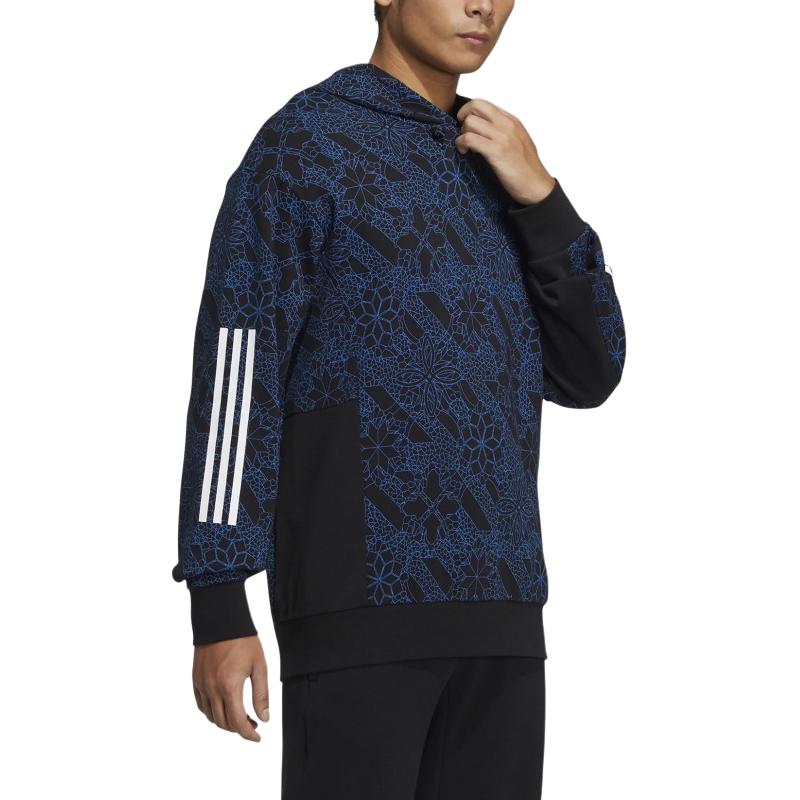 adidas Sudadera con capucha deportiva de estampado completo para hombre Azul marino HE2914