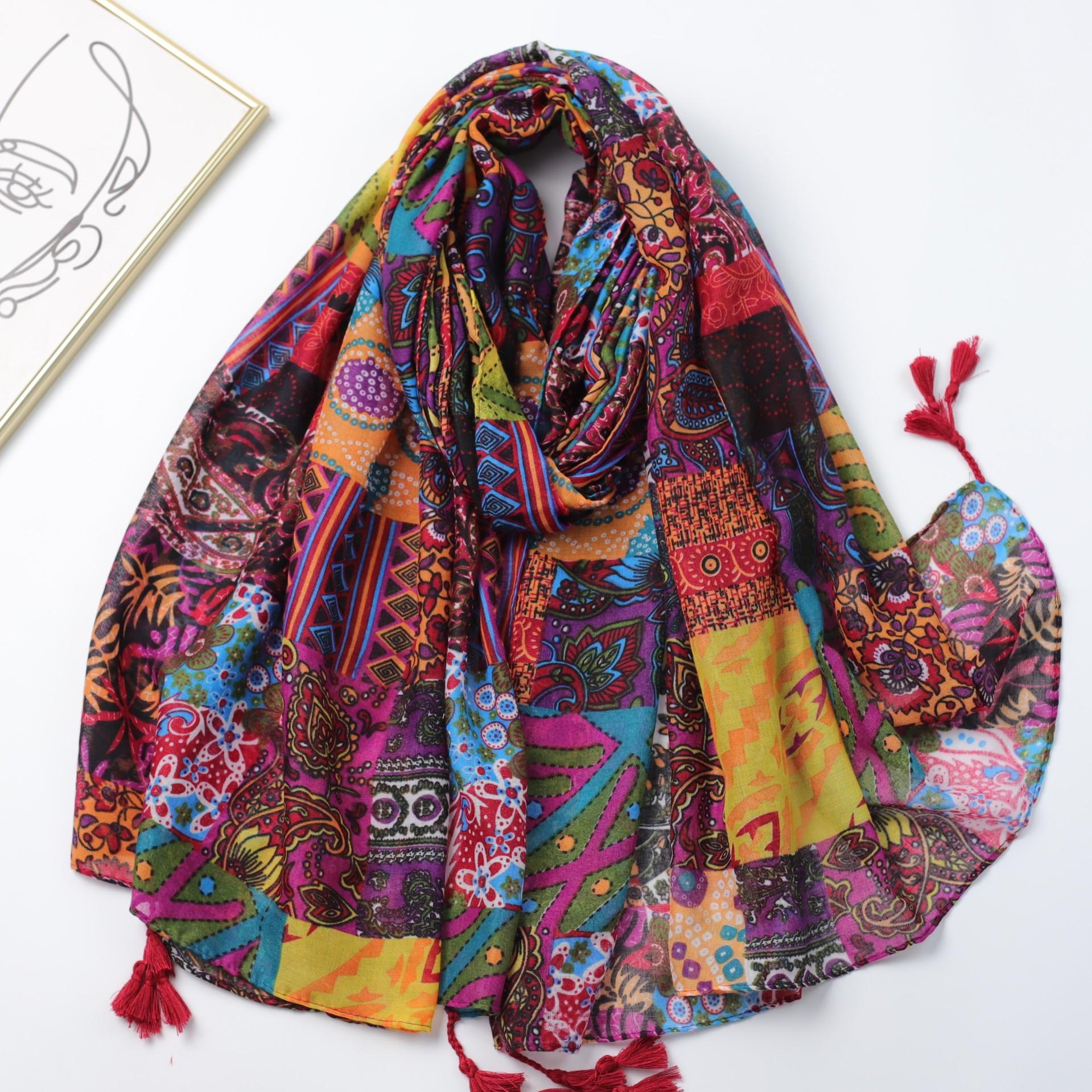 

Этническая геометрическая вставка, принт из балийской пряжи, длинное полотенце, заводская распродажа, для путешествий, отпуска, солнцезащитное, теплое, женская шаль