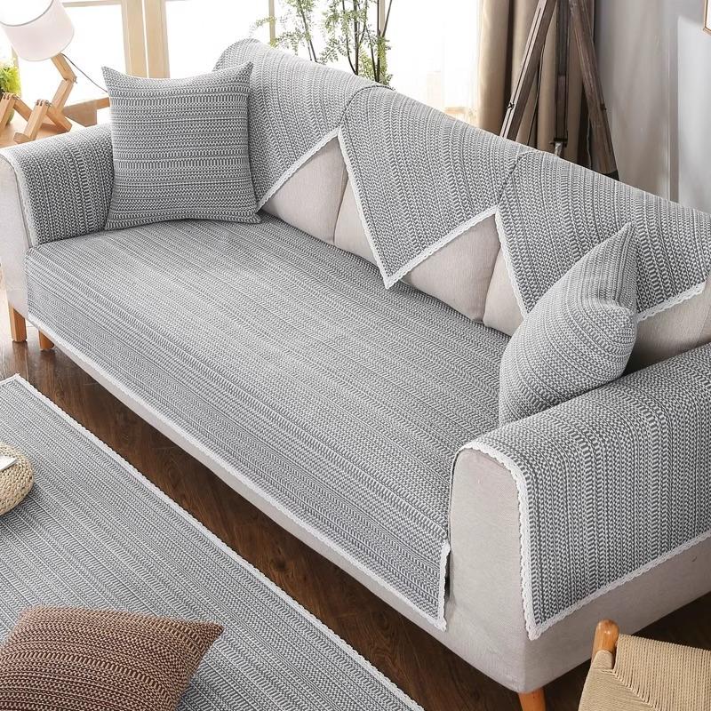 Cotton Linen Sofa Cushion Universal All Season Non-Slip Seat Pad Modern Simple Design Cat Scratch Resistant Summer Use