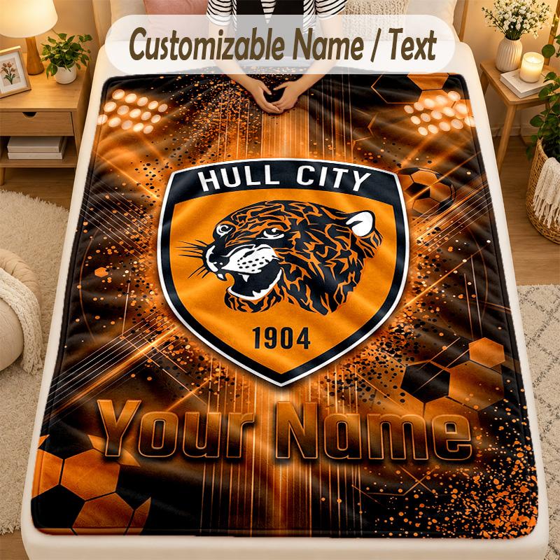 Flannel BlanketHull City Custom Name Text Personalized Soft Warm Throw Blanket Home Decor Gift