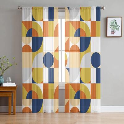 Nordique Rétro Médiéval Géométrie Chambre Rideaux Transparents Voile Tulle Décoration de Fête Rideau de Fenêtre