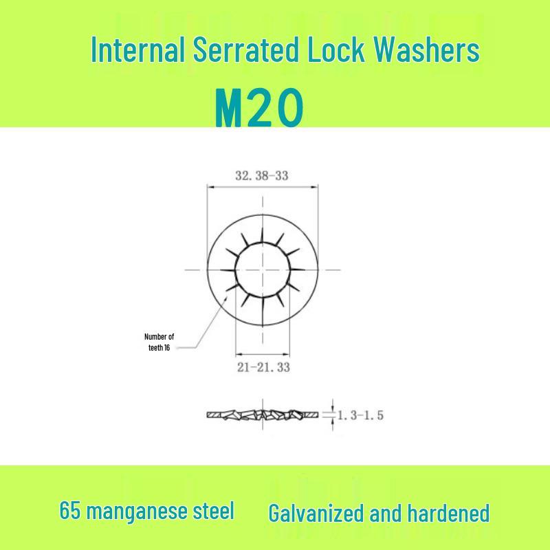 M3-M30 Blackened 65 Manganese Steel Multi-Tooth Inner Lock Washer (GB861.2)