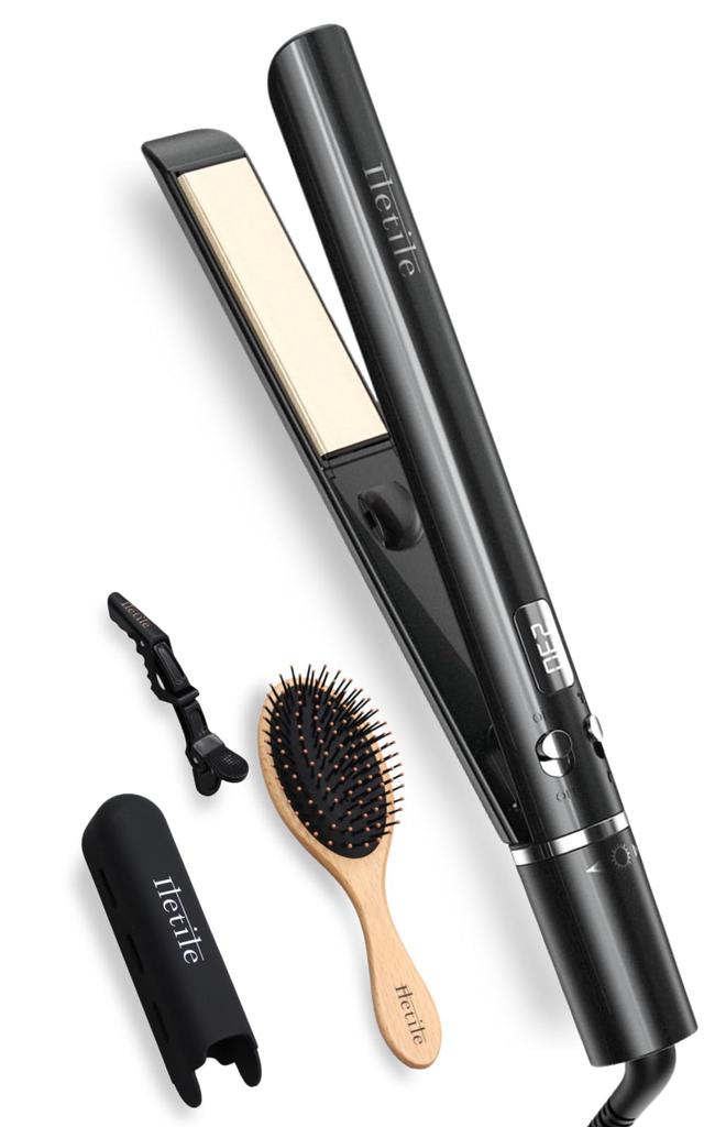 Iletile by a Straight iron Curling iron Straight Negative ion 2way not cause steam [Developed hairdresser] [Does explosion] (Glossy black)
