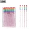 Rainbow Crystal Rod Makeup Brushes & Eyebrow Comb Set - 50 pcs, with Eyelash Curler and Brush.