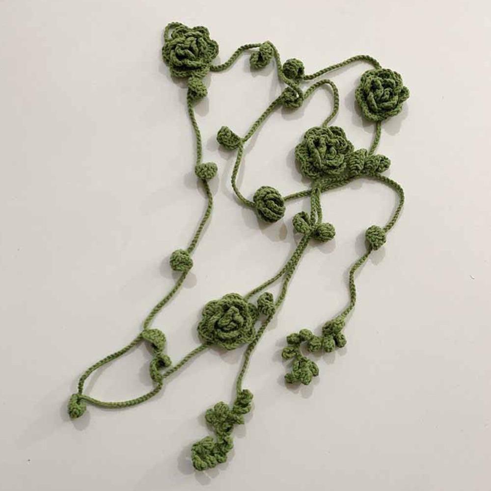 Crocheting Rose Flower Neck Chain Decoration Multicolor Rose Scarf Y2k Rose Necklace Girl