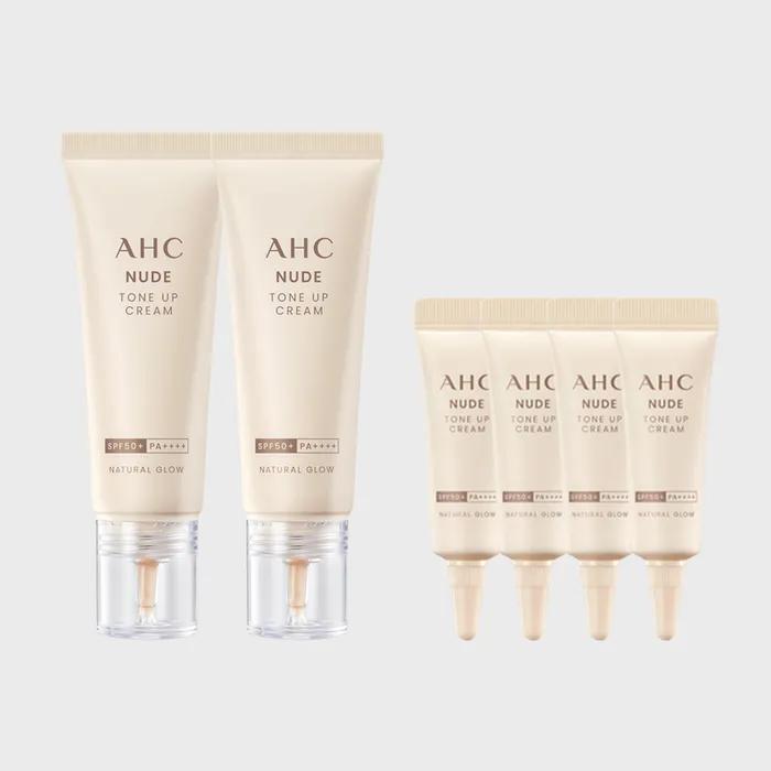 AHC Nude Tone-up Cream Natural Glow 40ml x2 + (GIFT) Nude Tone-up Cream 5ml x4