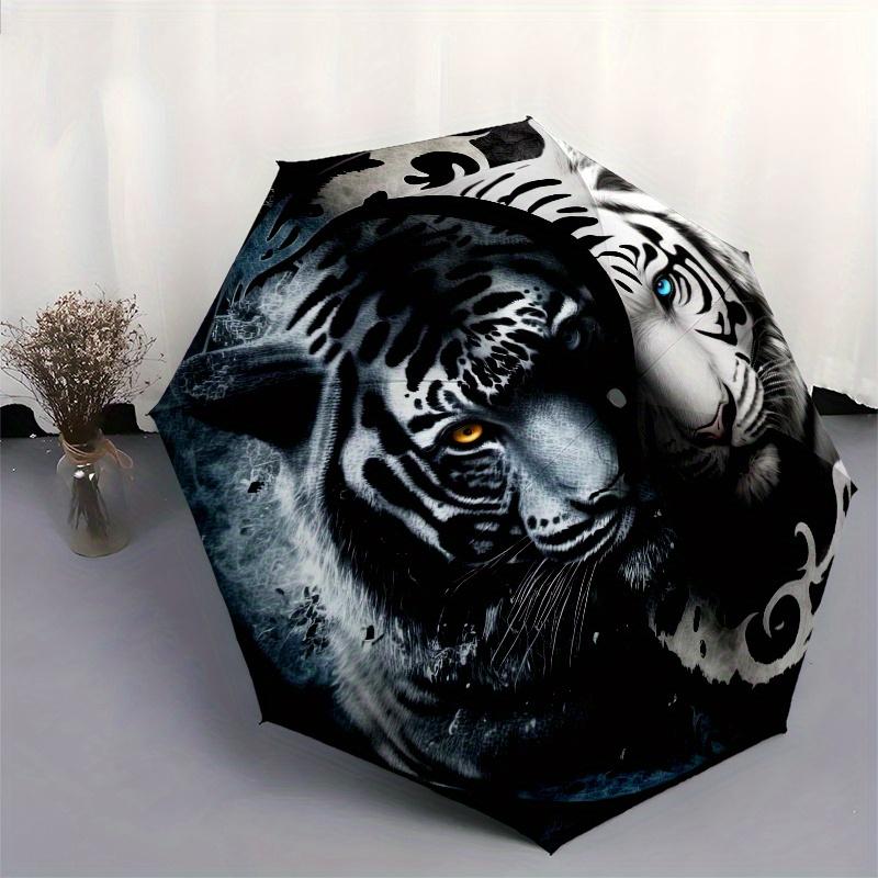 "Yin Yang Tiger Wall Art: Unique Home Decor"Umbrella, Portable 3-Fold Compact Umbrella for Men & Women ES18