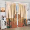 2 Panels Boho Desert Blackout Curtains - Southwestern Desert Landscape with Cacti & Sunset/Sunrise Design   Light Filtering Windo