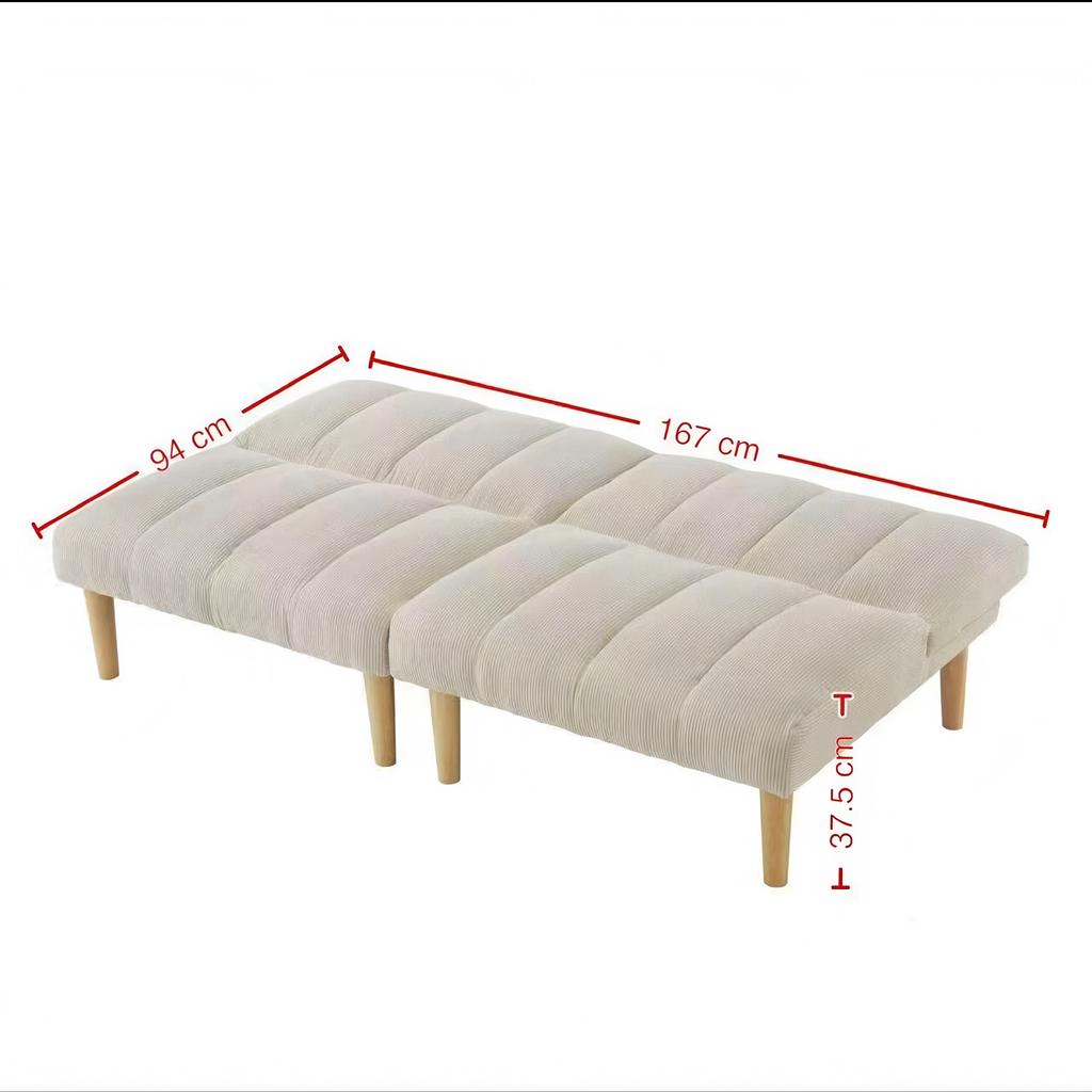 2-Seater Sleeper Sofa 167CM – Folding Sofa Bed with 3-Way Adjustable Backrest, Space-Saving Sleeper Couch for Living Room & Office