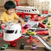 Children's Transformable Airplane Toy with Catapult Track and Alloy Car Model