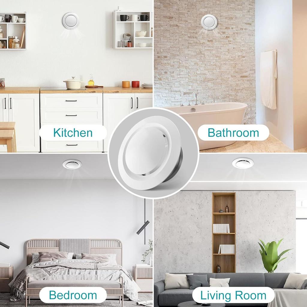 75mm Round Vent Cover ABS Plastic Adjustable Air Ventilation Ceiling Diffuser for Bedroom Bathroom Living Room