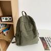 School Bag Vintage Style Washed Canvas Backpack for Women, for Junior High, High School, and College Students, Simple Solid Color Backpack