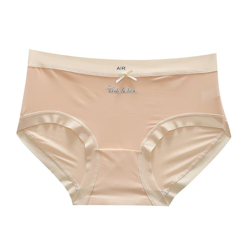 Damen Sommer Ultra Dünn Eis Seide Kühlendes Gefühl Spurlos Reine Baumwolle Schritt Atmungsaktiver Bund Dreieck Slip