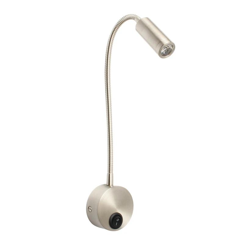 LED 3W Reading Wall Lamp With Switch Flexible Adjustable Working Study Wall Mounted Bedroom Bedside Night Light