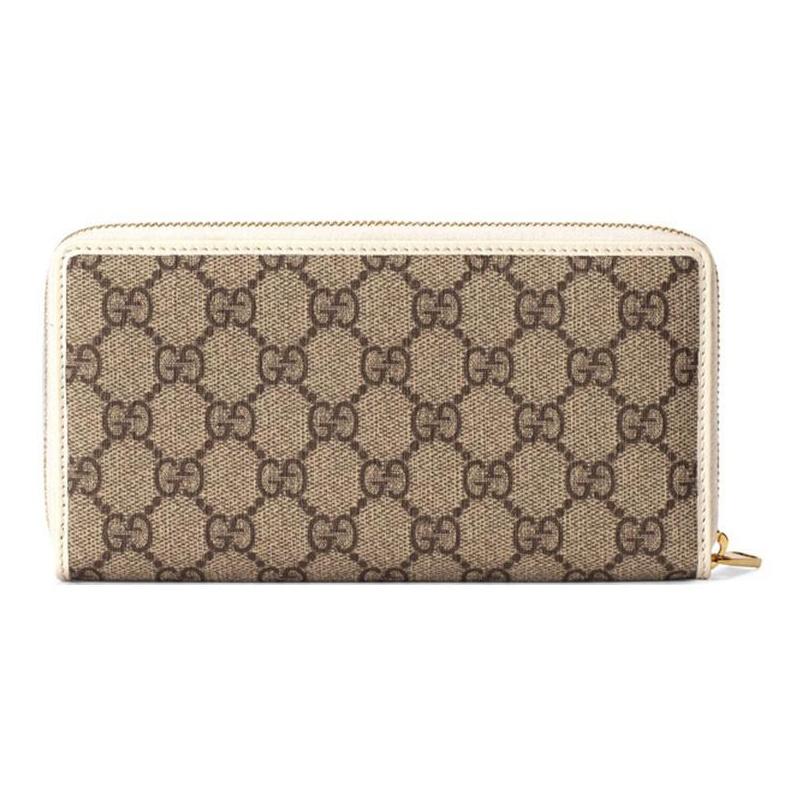 Gucci Horsebit 1955 Vintage Logo Long Canvas And Leather Wallet Women Wallet Ebony White 621889-92TCG-9761