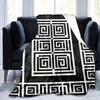 Nordic Black and White Striped Throw Blanket - Minimalist Geometric Motif Soft Lightweight Accent for Sofa Bed Travel Office