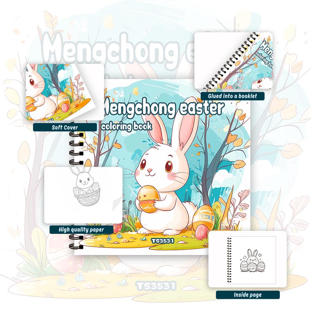 1pc,Bunny Colouring Book - Teen Colouring Book - 30 Sheets, 8.3x 8.3 inches, Adult Stress Relief, Birthday, Easter Holiday Gift