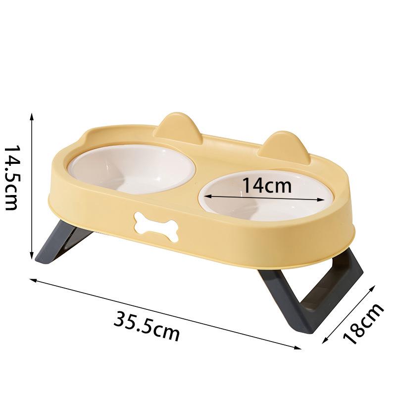 High-Foot Cat Bowl: Non-Slip, Anti-Tip, Slanted Design for Pet Neck Protection.
