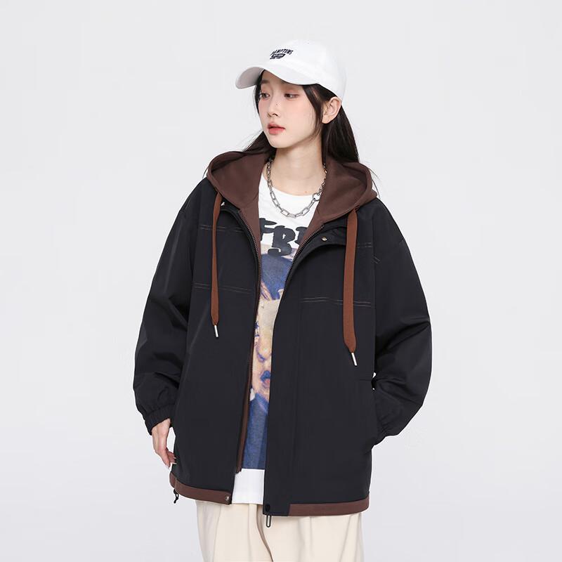 Herren Herbst/Winter Faux Zweiteilige Kapuzenjacke