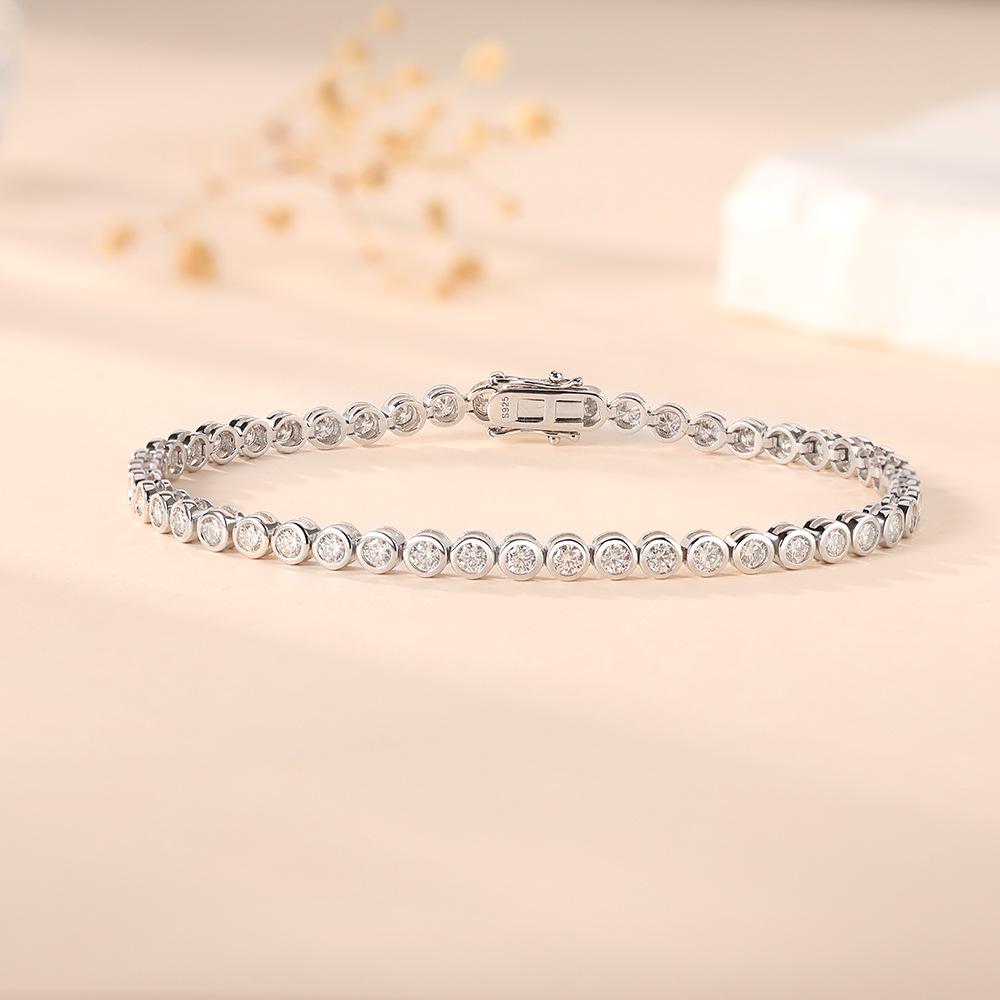 925 Sterling Silver Moissanite Tennis Chain Women's Luxury Bracelet