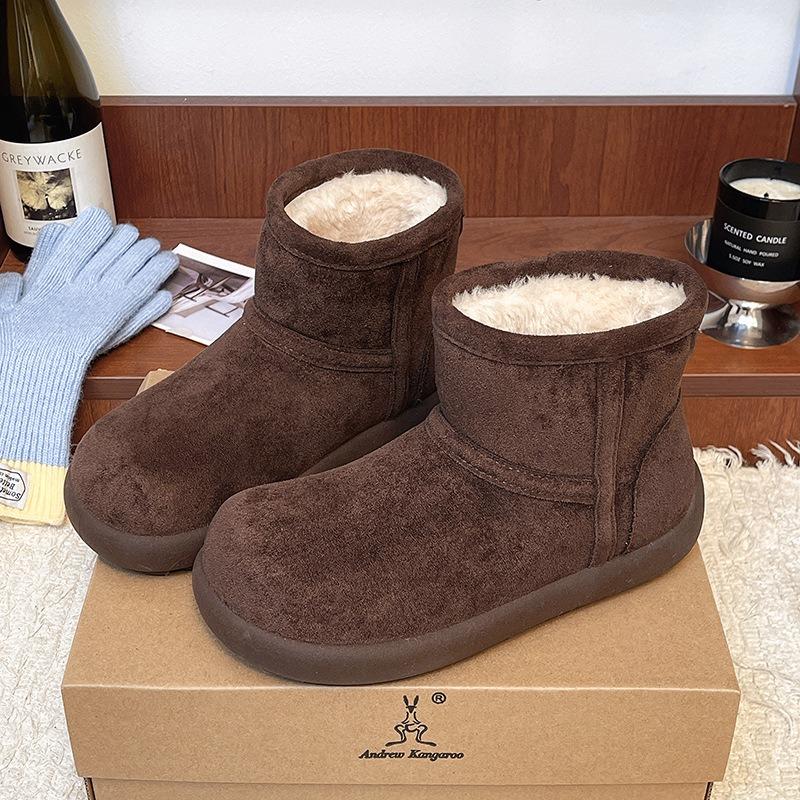 Couple Versatile Snow Boots Women's Autumn and Winter New Thick-soled Velvet Thickened Warm Bread Cotton Shoes Non-slip Short Boots