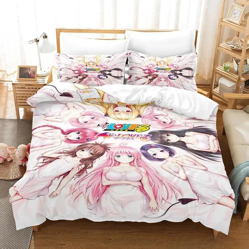 New To Love Ru Bedding Set Cartoon Anime  two&three-piece set Adult Kid Bedroom Duvet cover Sets 3D Print Kawaii Anime Girls