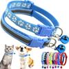 Pink Extra Small Dog Collar with Bell, 2-Pack Puppy Collar with Bells Reflective Kitten Cat Collars Adjustable Buckle for Tiny Little XS XSmall Small