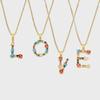 Colorful Zircon Alphabet Pendant Necklace - Hip-Hop Style