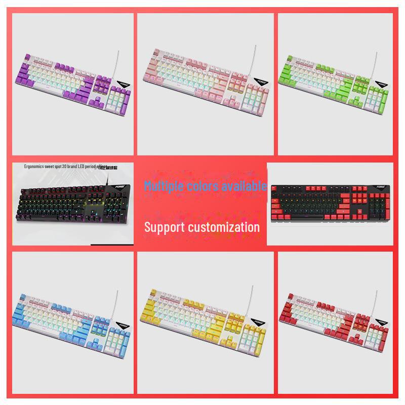 FVQ302 Wired Mechanical Gaming Keyboard - Luminous Backlight, Blue Axis