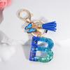 26 English Alphabet Letter Tassels Keychain Crystal Acrylic Butterfly Pendent Key Chain Women Gift Fashion Jewelry Accessories