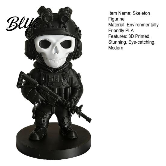 Modern Office Desk Accessory 3D Printed Skeleton Figurine Funny Soldier Statue with Study Room Display Piece Weapon Collectible Ornament for