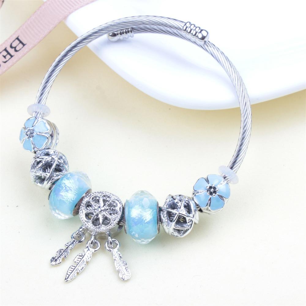 Beaded Bracelet Bangle Multi Element Stainless Steel Copper Alloy Open Spring Snake Bone Chain