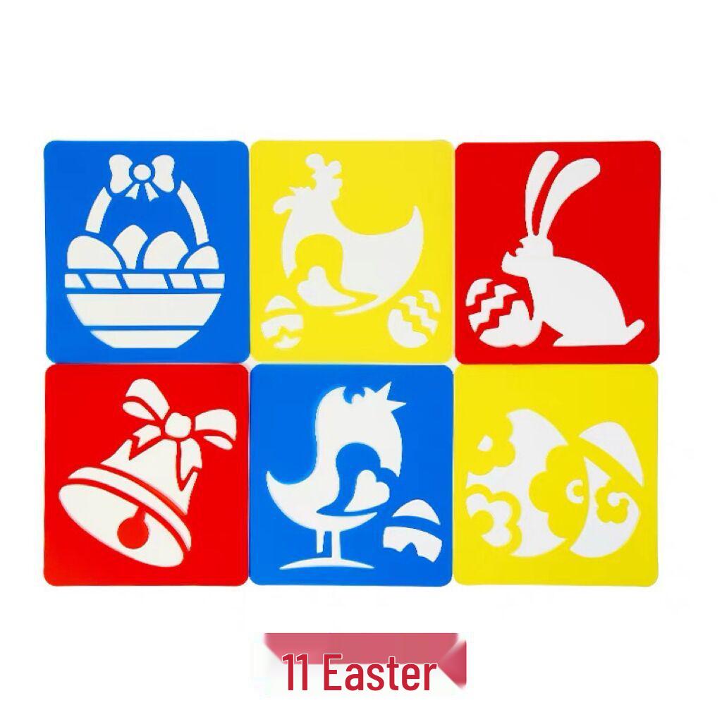 PP Kids' Painting & Drawing Stencil Set - Hollow Plastic Outline Templates for Beginners