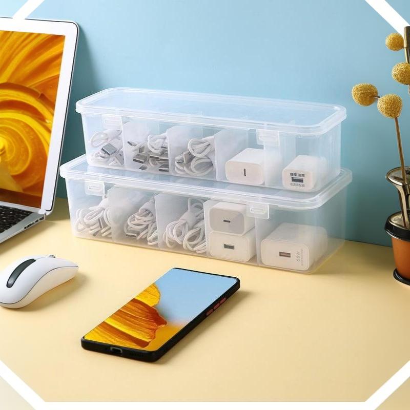 Transparent Data Cable Organizer Case Classification Dustproof Card Organizer With Lid Clutter Collection Box For Office Home