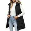 Women's Long Vest Plain Sleeveless Hood Winter Vest Outwear Jacket Lightweight Warm Coat Outerwear