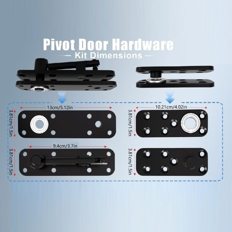360 Degree Quiet Pin Hinge Set High Load Capacity Concealed Hinge System with Installation for Murphy Bookcase Door