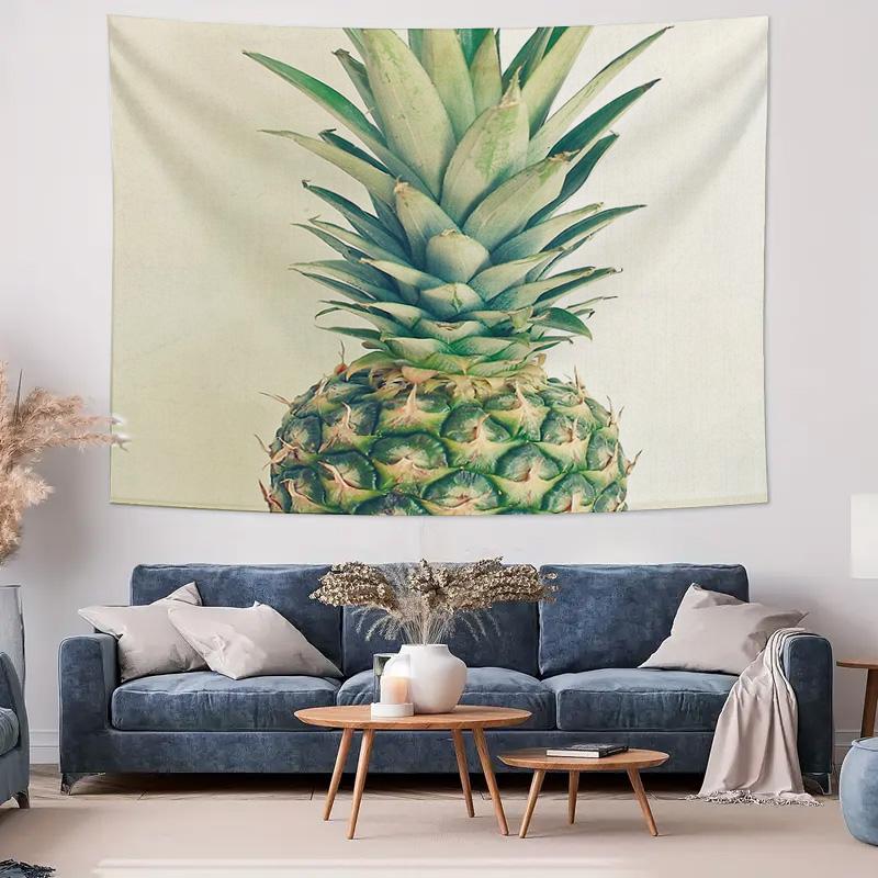 Tropical Pineapple Tapestry Wall Hanging Hawaiian Beach Decor Exotic Fruit Pattern Boho Dorm Room Aesthetic Summer Vibes Jungle