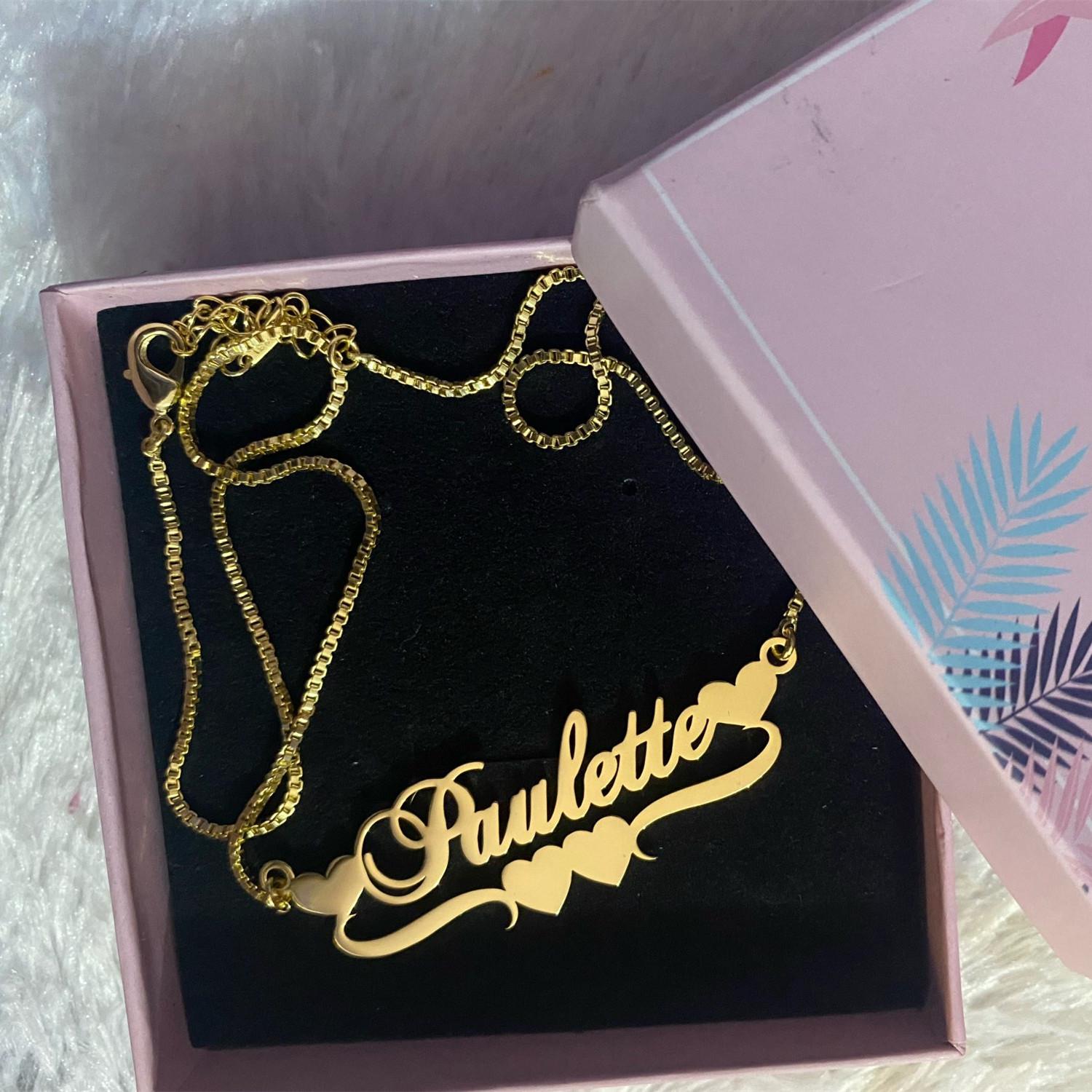 

DOREMI Stainless Steel Handmade Custom Personalized Necklaces for Women Jewelry Gold Filled Heart Statement Choker 50cm&Heart серебряный