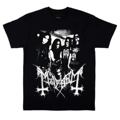 Męski T-Shirt Zespół Rockowy Mayhem Black Metal T-Shirt Vintage 100% Bawełna Krótki Rękaw Okrągły Dekolt T-Shirt Kobiety Rozmiar EU Unisex Topy