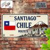 D-Dur pc Vintage Chile Route Santiago Chile Karte Metallschild x cm Aluminium Wandkunst mit Chilenischer Flagge Anden Mou