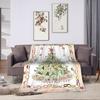 Border Painting Art Xmas Tree Flannel Blanket Winter Super Soft Throw Blanket for Child Couch Bed Funny Bedspread Sofa Bed Cover