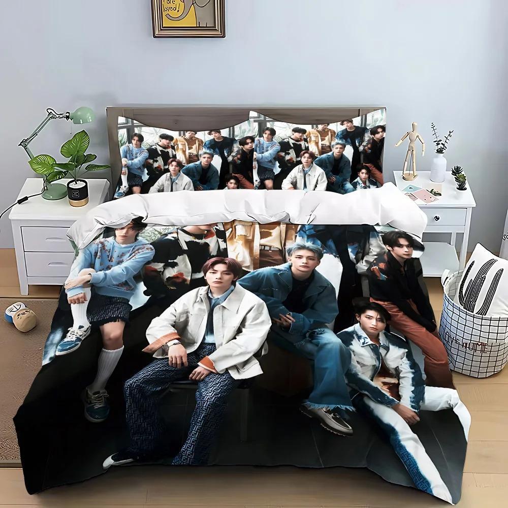 K-pop Group Duvet Cover Pillowcase 3D Printed S-Stray-K-Kids Bedding Set Single/Twin/Full/Queen Size for Fans Bedroom Decor
