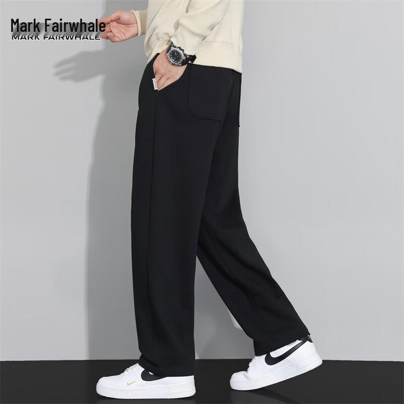 MARK FAIRWHALE Men's Loose Fit Straight-Leg Casual Sporty Trousers