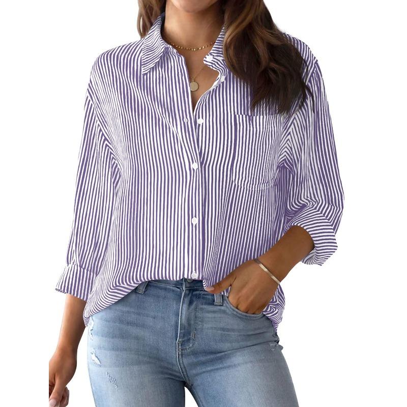 BITCED Women's Fashion Casual  Long Sleeve POLO Neck Blouses & Shirts Unique design