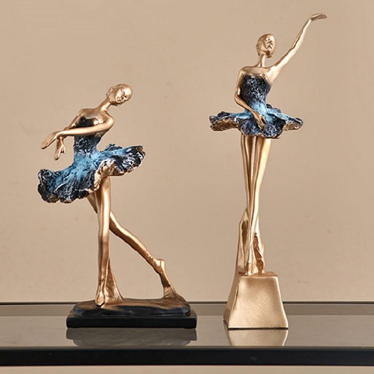 Resin Ballet Dancer Sculpture Girl Figurines Elegant Statues  Decoration for Cabinet Desktop
