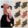 Thick Children Hooded Scarf Caps keep Warm Knitted Hood Scarf Soft Stripe Hooded Scarf Caps  Winter