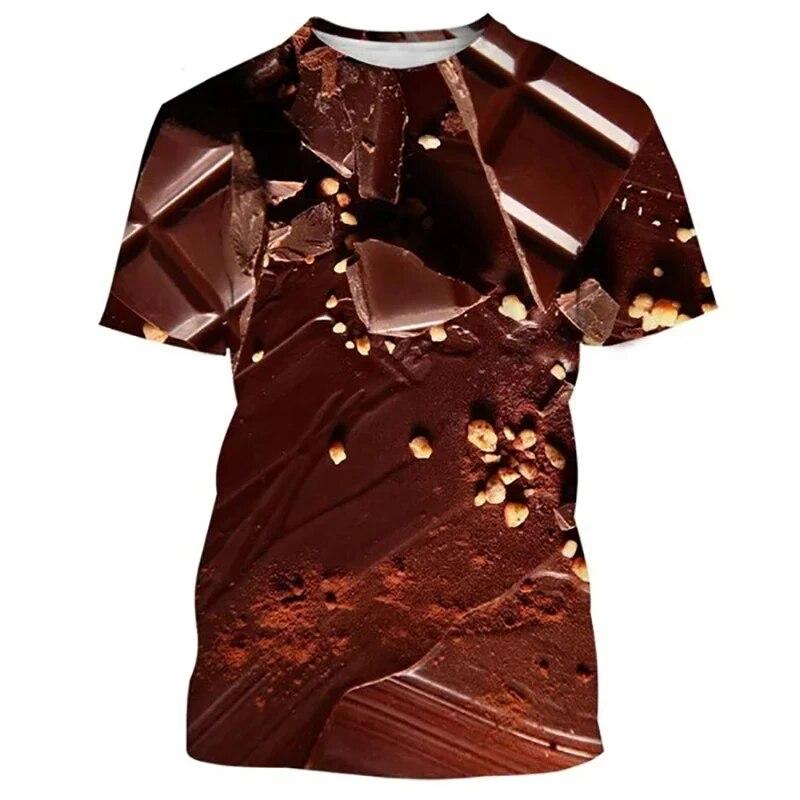 

Модные футболки с шоколадным соусом и 3D принтом, мужские и женские футболки с короткими рукавами в стиле хип-хоп, большие детские футболки в стиле Харадзюку, топы, одежда XXL