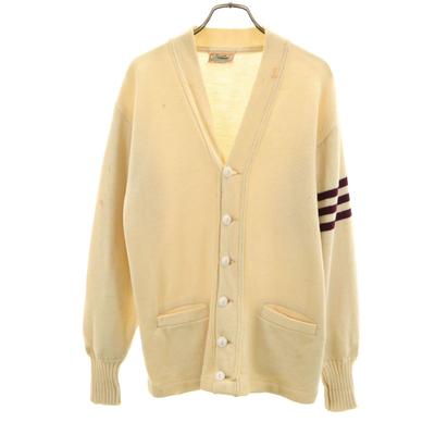 50s Vintage Long Sleeve Lettered Cardigan Beige Men's Used